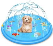 Black Rhino Dog Splash Pad Inflatable - Sprinkler Pad - Fun Outdoor Dog Pool Non Slip Splash Pad - Summer Activity Water Play Mat, Durable Doggie Fountain - Blue - 66.9" x 1.18"