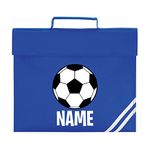 Personalised Your Name Football Classic Book Bag, Boys/Girls School Books Paddle Handle Strip PE Kit Bag (Royal)