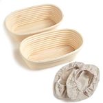 2pcs 10"/25cm Oval Banneton Brotform Bake Bread Dough Rising Proofing Proving Rattan Basket With Linen Liner UK New