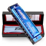 East top Blues Diatonic Harmonica in C, 10 Holes Blues Harp Mouth Organ harmonica for Adults, Harmonica for Beginners, Professional Player and Students