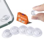 Glass Table Top Bumpers 20PCS 18mm Non Adhesive Medium Rubber Bumpers Anti Slip Pads Clear for Glass Top