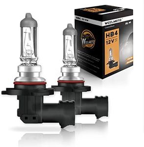 WEELMOTO 9006 HB4 Halogen Car Headlight Bulb, P22d 12V/51W, IP67, 9006 - High Performance Extra White Halogen Headlight Bulb, Fog Replacement Bulb (2 Pack)