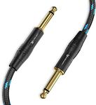 Guitar/Instrument Cable by 1M | 1/4'' 6.3Mm Jack Nylon Braided Lead/Wire | Gold Plated Connectors for Guitar, Bass, Keyboard, Piano, Synthesizer and More - Amp