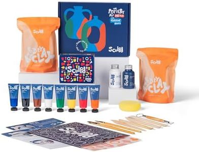 Sculpd - The Original Pottery Kit for Two, Air-Dry Clay Starter Kit for Beginners with Matte Varnish, Paints, Tools and Guide (Gloss Varnish with Classic Tones)