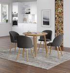 Hallowood Furniture Ledbury Small Dining Table & Dining Chairs Set 4, Round Wooden Drop Leaf Table & Chairs in Dark Grey, Folding Table and Chairs, Kitchen Table Dining Room Set