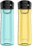 Contigo Jackson 2.0 BPA-Free Plastic Water Bottle with Leak-Proof Lid, Chug Mouth Design with Interchangeable Lid and Handle, Dishwasher Safe, 24oz 2-Pack, Jade Vine & Pineapple