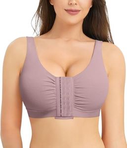 BRABIC Front Closure Post Surgery Minimizer Bras for Women No Underwire Comfort Everyday Bras Mastectomy (Purple Brown,XX-Large)