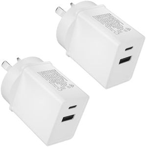 20W USB C Fast Charger, [2-Pack] 2-Port PD USB-C Wall Plug with Fast Charging QC3.0, USB-C Power Adapter C Wall Charger AU-Plug Compatible with iPhone 15/14/13/12/11, iPad, Samsung,Galaxy,Pixel (2)