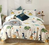 GETIYA Baby Bed Linen 100 x 135 cm Cotton Children's Dinosaur Bed Linen Cartoon Duvet Cover Dino Pattern Reversible Bed Linen Cotton with Pillowcase 40 x 60 cm Boys Girls Bed Linen Single Bed