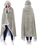 Catalonia Classy Womens Hooded Blanket, Snuggle Blanket with Hood Adult, Sherpa Cozy Plush Fleece Wearable Blanket for Women Men, Cuddle Throw Cover Home or Outdoors,125 x 185 cm