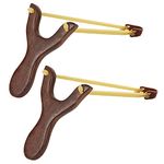 2Pcs Solid Wooden Slingshot with Strong Rubber Band, Outdoor Slingshot for Catapult Hunting Games, Hunting Sling Shot, Classic Construction for People of Different Ages