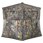 Tangkula 3 Person Pop up Ground Blind, Portable Hunting Blind with Mesh Windows, Carrying Bag & Ground Stakes, Camouflage Hunting Tent with Hub System, Camo Deer Blinds for Hunting