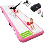 RISINGUKST Air Gymnastics Track Tumbling Mat Inflatable, 6.6ft 10ft 13ft 16ft 20ft Training Mats 4/8 Inch Thickness, Air Roller Air Barrel (Pink, 500 * 100 * 20cm)