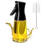 PLACHIDAY Olive Oil Sprayer for Cooking, Canola Oil Vinegar Spray Mister for Kitchen, 180ML Glass Oil Dispenser Bottle with Brush, Black