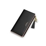 Wallets for Women Credit Card Holder Slim Wallet Coin Clutch Purse Organizer Leather Ladies (Black)