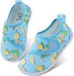 LeIsfIt Kids Water Shoes Toddler Girls Boys Swim Shoes Outdoor Quick-Dry Breathable Aqua Socks for Beach Pool Surf, Blue Lemon, 12 Little Kid