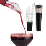 Trovety 360-Degree Wine Aerator Pourer Spout and Vacuum Pump - Diffuser Oxygenator & Pouring Dispenser - Fits Standard Bottles - Acrylic Plastic, Silicone Rubber, Stainless Steel - Sommelier Gifts