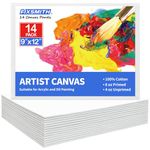 FIXSMITH Canvases for Painting 14 Pack - 9 x 12 Inch Painting Canvas Panel Boards - 100% Cotton Primed Canvases - Super Value Pack - Artist Canvas Board for Acrylic, Oil & Tempera Painting