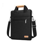 MOSISO Vertical Laptop Messenger Shoulder Bag Compatible with MacBook Air/Pro, 13-13.3 inch Notebook, Compatible with MacBook Pro 14 inch M3 M2 M1 Pro Max 2024-2021 with Zipper Pockets & Belt, Black