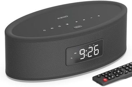 KEiiD Bluetooth Speaker with FM Radio Alarm Clock, White Noise Sound Machine, USB, AUX, Aesthetic Style with Real Great Sound Performance, Auto Dimmer, Sleep Timer, Remote Control