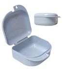 Cloud17 Dual Use Retainer Case, Aligner case Denture Bath case Cup Box Holder Storage Soak Container with Strainer Basket for Travel, Retainer Cleaning (Grey)