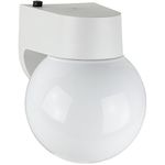 Sunlite ODF1015 7-Inch Photo Control Fluorescent Wall Mount Globe Outdoor Fixture with Lamp White Finish with White glass