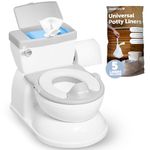 Real Feel Potty with Wipes Storage, Transition Seat & Disposable Liners - Realistic Toilet - Easy to Clean & Assemble - Jool Baby (Grey)