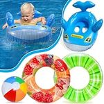 Lubibi Inflatable Pool Floats, 4pcs Swimming Pool Inflatables, Including 2 Fruit Swimming Ring, 1 Baby Swimming Float, Beach Ball, Inflatable Ring Pool Toy for Kid Adult Toddler