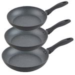 Russell Hobbs COMBO-8692 Frying Pan Set – Non-Stick, Induction Hob Suitable Cooking Pans, Cook with Little or No Oil for Healthy Meals, Soft Grip Handles, Metallic Marble, Strong Forged Aluminium