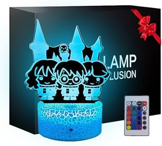 Nocles Harry Regalos Lampara Harry Luz Nocturna Infantil De Harry Hermione Ron Y Lechuza Luz Led 3d Nocturna Mando A Distancia Regalos Originales Para Niños Y Adultos Navidad