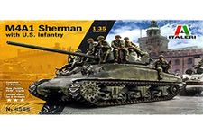 Italeri ITA6568 M4A1 Sherman with US Infantry Figures Model kit, Unvarnished, Mittel