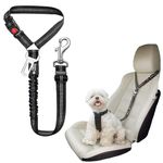 Dog Seat Belt for Cars UK, Universal Dog Car Harness with Anti-Shock Bungee, Adjustable Headrest Safety Clip Durable and Heavy Duty