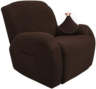 JIVINER Super Stretch Recliner Chair Covers 4 Pieces Sofa Slipcover for Recliner Chair Spandex Soft Recliner Slipcover with Pockets Recliner Furniture Protector (Recliner, Coffee)