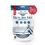 Seba Garden Celtic Sea Salt Grey, 1kg , Certificated Organic Reseallable Bag of Grey Sea Salt, Hand Harvested, Contains Over 82 Essential Minerals