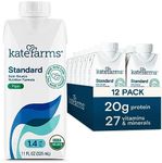 KATE FARMS Organic 1.4 High Calorie Nutrition Shake, Plain, 20g Protein, 27 Vitamins and Minerals, Meal Replacement, Protein Shake. 11 oz (12 Pack)