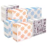 BREEZE ‎BRE001 2 Ply Paper Serviettes Cocktail Napkin Super Soft & More Absorbent Printed Tissue with 50 pulls (Pack of 6, 300 x 300mm,Brown, Blue and Orange)