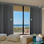 Yoolax Smart Retractable Curtain Compatible with Alexa and Google Home, Motorized Curtain Hardwired with Remote Customized Size (Woven Grey)