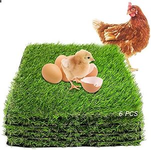 PINVNBY Washable Chicken Nesting Box Pads 6 Pcs Reusable Hens Nest Bedding Artificial Grass Rug Carpet Fake Synthetic Turf Mat for Chickens Coop Garden Lawn Indoor Outdoor(12 x 12 x 0.78 Inches)