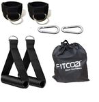 Fitcozi Resistance Band Handles for Straps Workout - 2 Pcs Grip Attachment Parts 2 Pcs Ankle Straps with Stainless Steel D-Ring for Cable Machine 2 Pcs Carabiners 1 Pc Bag Set