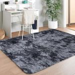 ASIinnsy Area Rug Soft Fluffy Shaggy Rugs Carpets for Living Room Bedroom Nursery Playroom Kids Room (Black Grey, 3.9' x 6.5' (120 x 200cm))