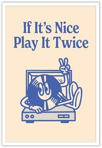 Drimiler Retro Vintage Record Player Posters Funny 90s Music Album Covers Canvas Wall Art Trendy If It'S Good Play It Twice Prints Painting Cute Cartoon Wall Decor For Bedroom 16x24in Unframed