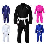 G4 VISION BJJ Gi Mens Kids Brazilian Jiu Jitsu Suit Jujitsu Uniform Adult Youth Blue Black White (Black, M3)