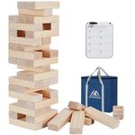 Megwoz Giant Tumble Tower Game - 60 Piece Stacking Blocks for Indoor/Outdoor | 2.4ft to 5+ft Build Height | Includes Dice, Scoreboard & Carrying Bag - Perfect for Parties, Camping, Yard Games