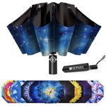 SIEPASA Inverted Umbrella, Large Windproof Compact Umbrellas for Rain & Sun, Compact Reverse Umbrella,Automatic Travel Folding Umbrella for Women Men., Nebula, 46 Inch-Inverted