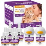 Cat Calming Pheromone Diffuser Kit, 2 Plug-Ins + 4 Refills (48ml Each), Helps Reduce Stress, Spraying & Scratching, Supports Harmony for Multi-Cat Homes, Drug-Free Comfort for Cats & Kittens