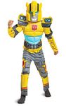 Bumblebee Costume, Muscle Transformer Costumes for Boys, Padded Character Jumpsuit, Kids Size Medium (7-8)