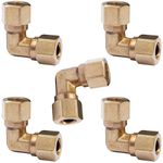 LTWFITTING 3/8-Inch OD 90 Degree Compression Union Elbow,Brass Compression Fitting(Pack of 5)
