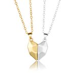 CERSLIMO Magnetic Necklaces for Couples, Heart Pendant Necklace Romantic Gifts for Girlfriend Boyfriend Best Friend Necklace Him and Her Magnetic Necklace Jewellery (Gold, Silver Chains)