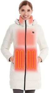 Venustas Women's Recycled Down Heated Jacket with Battery Pack, Winter Heated Puffer Coat with Detachable Hood