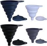 KongNai Funnels for Kitchen Use Set of 4, Silicone Collapsible Funnels for Filling Bottles, Food Grade Funnel for Liquid Powder Transfer, Foldable Kitchen Utensils